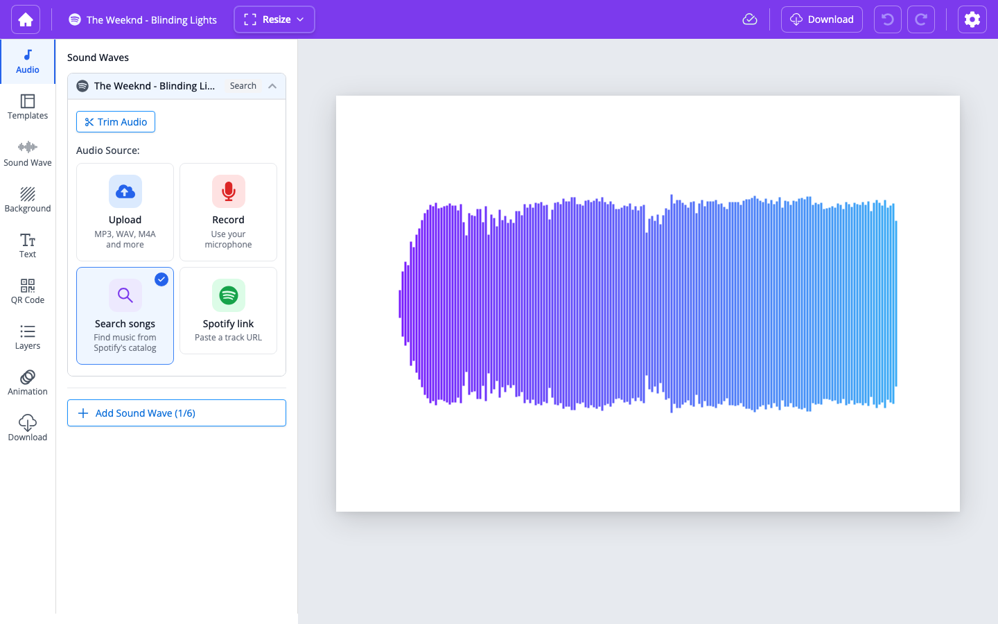 Editor with waveform after confirming a track