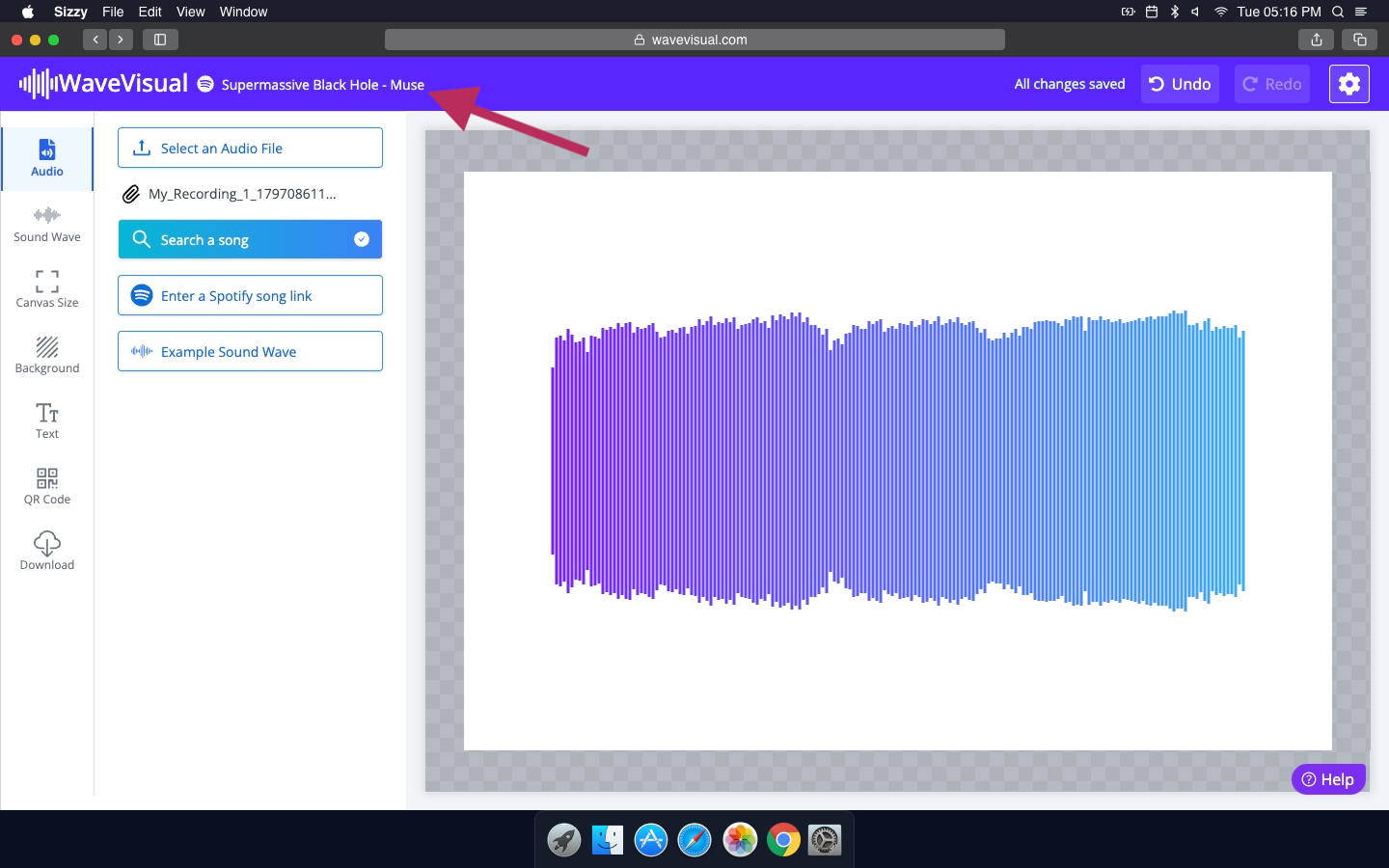 Screenshot showing the location of the Spotify song link