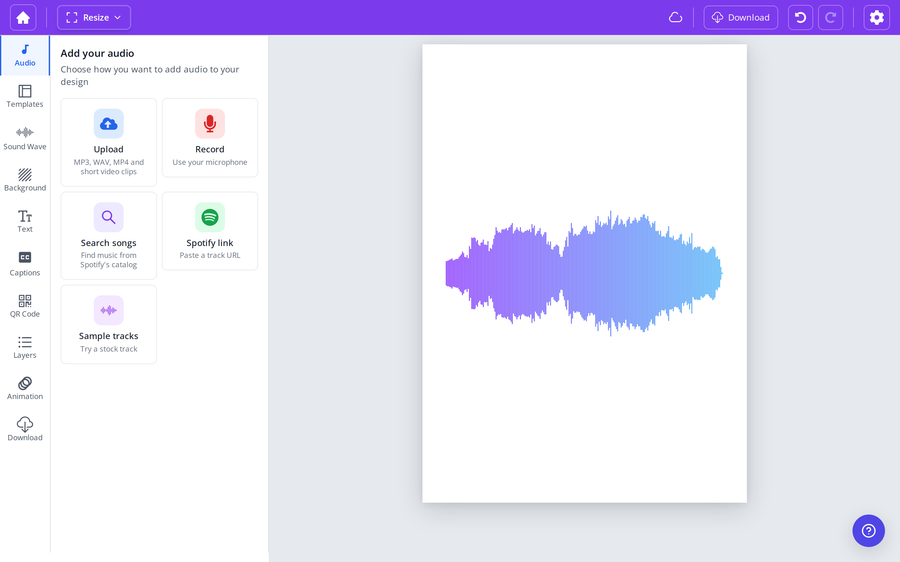 The same design after Resize to A4 portrait. The wave stays on the artboard.