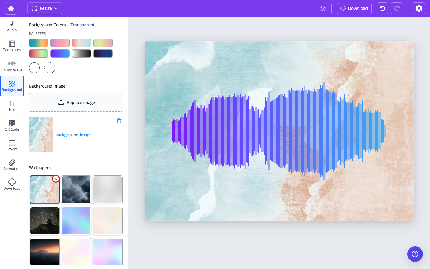 Wallpapers in the Background tab