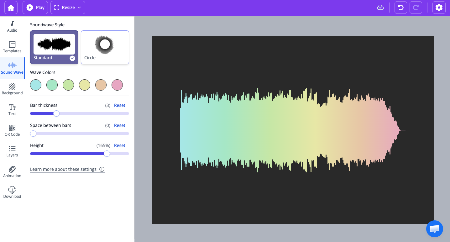Height is set to 736